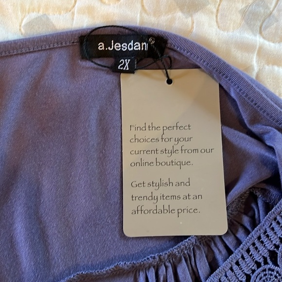 a.Jesdani Women's Plus Size Summer Tops Short Sleeve Lace Pleated Blouse Size 2X - Picture 7 of 10